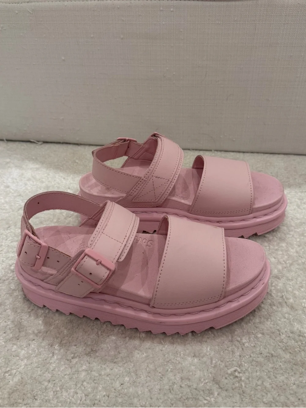 Dr. Martens Pink Platform Sandals with Buckle Straps